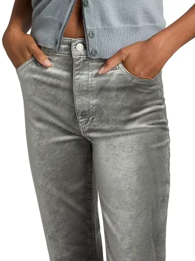 Frame Women's Le Sleek Metallic Velvet Straight-Leg Jeans - Oyster Velvet - Size 31 | Thumbnail 6