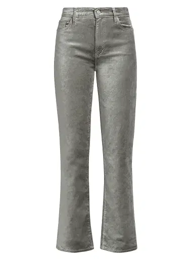 Frame Women's Le Sleek Metallic Velvet Straight-Leg Jeans - Oyster Velvet - Size 31 | Thumbnail 1