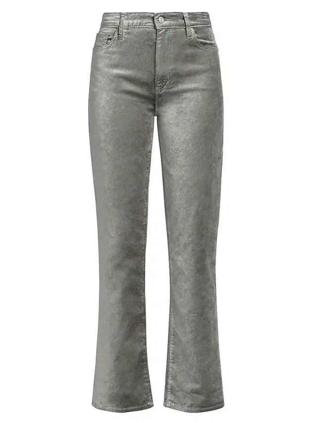 FRAME Women's Le Sleek Metallic Velvet Straight-Leg Jeans - Oyster Velvet