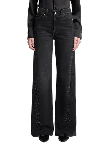 7 For All Mankind Women's Twisted Lotta Rhinestone Wide-Leg Jeans - Bottomline - Size 30 | Thumbnail 3 7 For All Mankind Women's Twisted Lotta Rhinestone Wide-Leg Jeans - Bottomline - Size 30 | Thumbnail 3