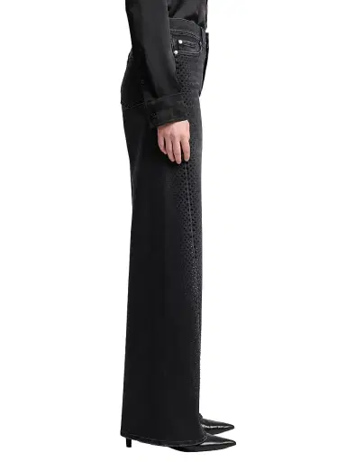 7 For All Mankind Women's Twisted Lotta Rhinestone Wide-Leg Jeans - Bottomline - Size 30 | Thumbnail 4 7 For All Mankind Women's Twisted Lotta Rhinestone Wide-Leg Jeans - Bottomline - Size 30 | Thumbnail 4
