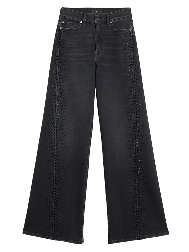 7 For All Mankind Women's Twisted Lotta Rhinestone Wide-Leg Jeans - Bottomline - Size 30