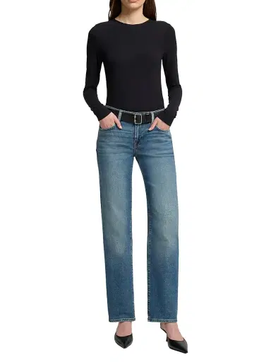 7 For All Mankind Women's Calie Straight Mid-Rise Jeans - Sea Level | Thumbnail 2 7 For All Mankind Women's Calie Straight Mid-Rise Jeans - Sea Level | Thumbnail 2