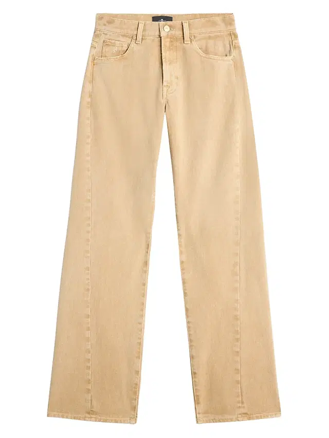 7 For All Mankind Women's Twisted Tess Cotton Trousers - Sandune