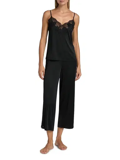 Natori Women's Enchant Lace-Trimmed Cami Pajamas - Black Lace - Size XL | Thumbnail 2 Natori Women's Enchant Lace-Trimmed Cami Pajamas - Black Lace - Size XL | Thumbnail 2