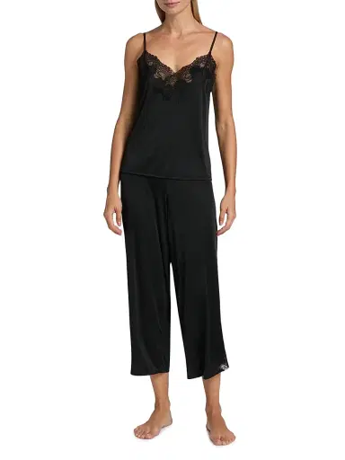 Natori Women's Enchant Lace-Trimmed Cami Pajamas - Black Lace - Size XL | Thumbnail 3 Natori Women's Enchant Lace-Trimmed Cami Pajamas - Black Lace - Size XL | Thumbnail 3