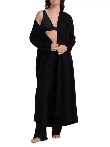 Natori Women's Himalaya Jersey Belted Robe - Black | Thumbnail 2 Natori Women's Himalaya Jersey Belted Robe - Black | Thumbnail 2