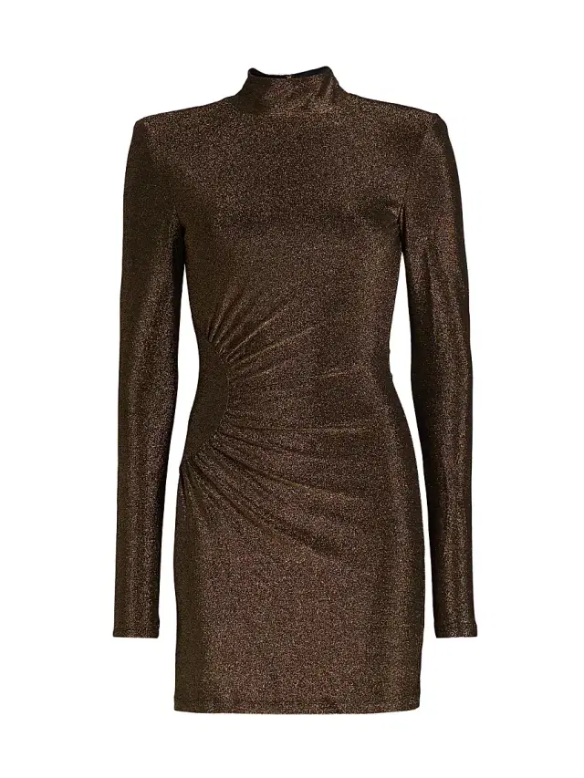 Ramy Brook Women's Amarylis Ruched Metallic Minidress - Gold Knit