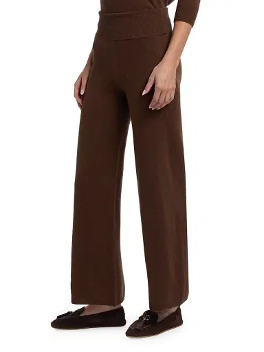 Stellae Dux Women's Cashmere Foldover Knit Pants - Soft Chocolate - Size XS | Thumbnail 4 Stellae Dux Women's Cashmere Foldover Knit Pants - Soft Chocolate - Size XS | Thumbnail 4