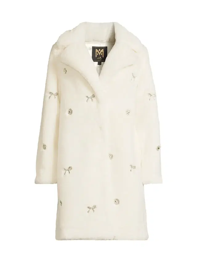 Milly Women's Jewel-Trimmed Faux Fur Coat -