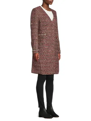 Milly Women's Collarless Tweed Coat | Thumbnail 4