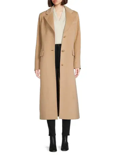 Milly Women's Wool-Blend Single-Breasted Maxi Coat - Camel | Thumbnail 2 Milly Women's Wool-Blend Single-Breasted Maxi Coat - Camel | Thumbnail 2