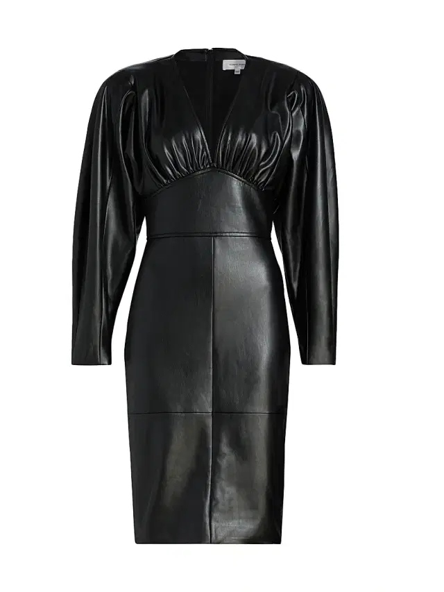 Ronny Kobo Women's Cindie Faux-Leather Knee-Length Dress - Black