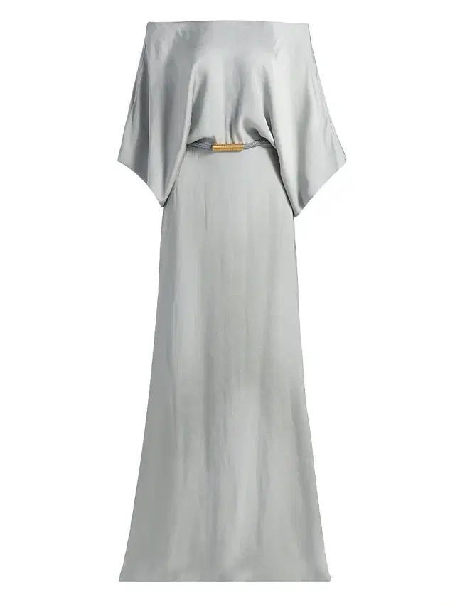 Silvia Tcherassi Women's Lorella Off-the-Shoulder Belted Maxi Dress - Silver
