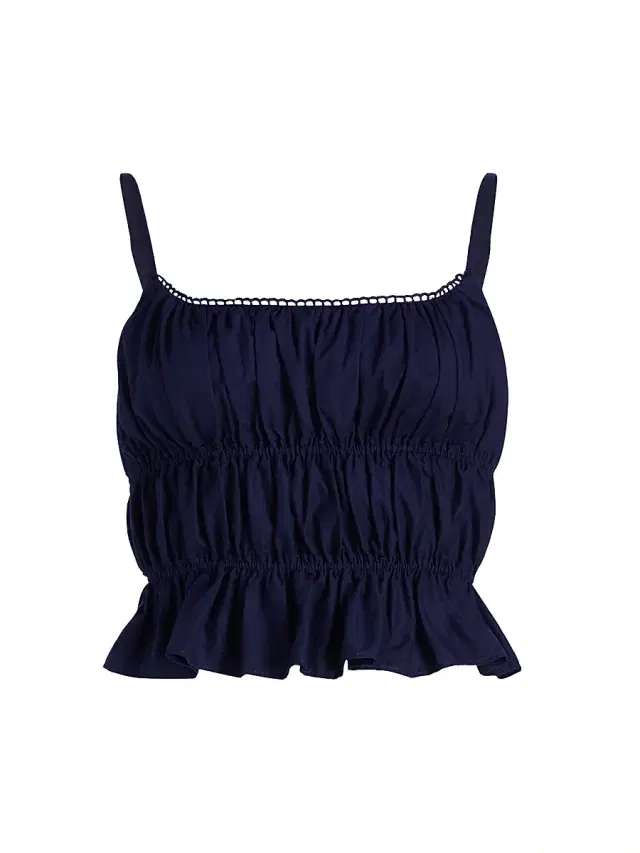 Women's Amelia Ruffle Crop Top - Navy