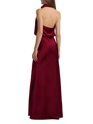 Halston Women's Ada Satin Halter Gown - Ruby - Size 10 | Thumbnail 5 Halston Women's Ada Satin Halter Gown - Ruby - Size 10 | Thumbnail 5