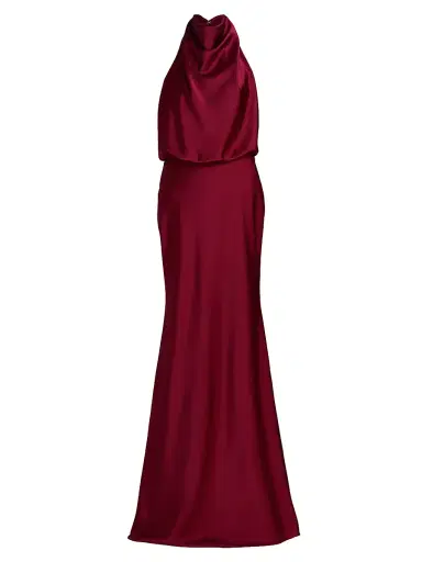 Halston Women's Ada Satin Halter Gown - Ruby - Size 10 | Thumbnail 1 Halston Women's Ada Satin Halter Gown - Ruby - Size 10 | Thumbnail 1