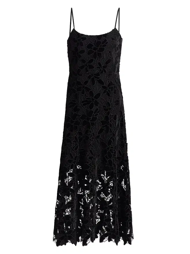 As It May Women's Gracie Velvet Lace Midi-Dress