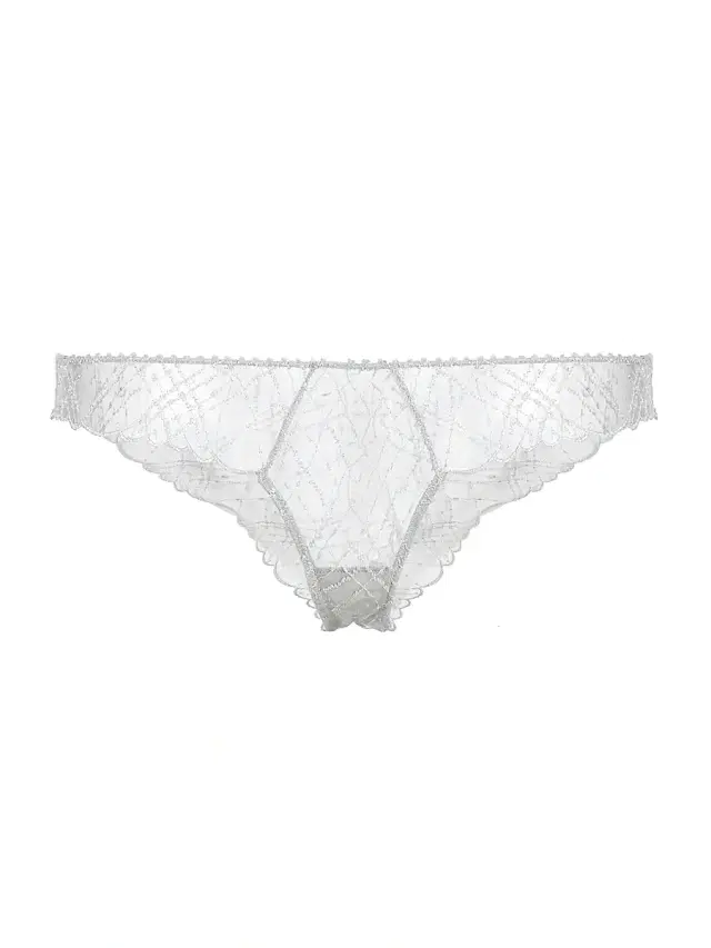 Women's A Pois Embroidered Cheeky Brief - Sterling