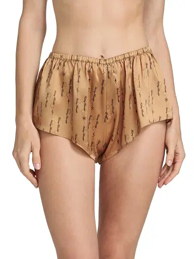 Kiki de Montparnasse Women's Script-Printed Silk Lounge Shorts | Thumbnail 3 Kiki de Montparnasse Women's Script-Printed Silk Lounge Shorts | Thumbnail 3
