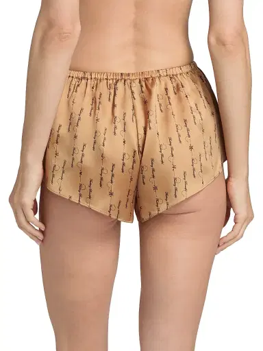 Kiki de Montparnasse Women's Script-Printed Silk Lounge Shorts | Thumbnail 4 Kiki de Montparnasse Women's Script-Printed Silk Lounge Shorts | Thumbnail 4