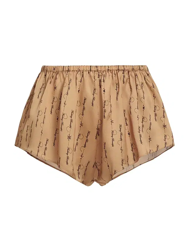 Women's Script-Printed Silk Lounge Shorts - Sable Black