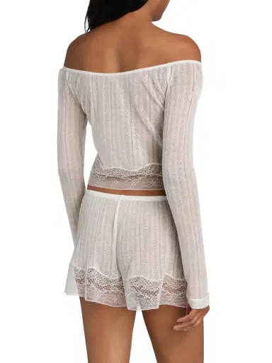 Kiki de Montparnasse Women's Pointelle-Knit Lace Crop Cardigan | Thumbnail 4
