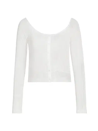 Kiki de Montparnasse Women's Pointelle-Knit Lace Crop Cardigan | Thumbnail 1