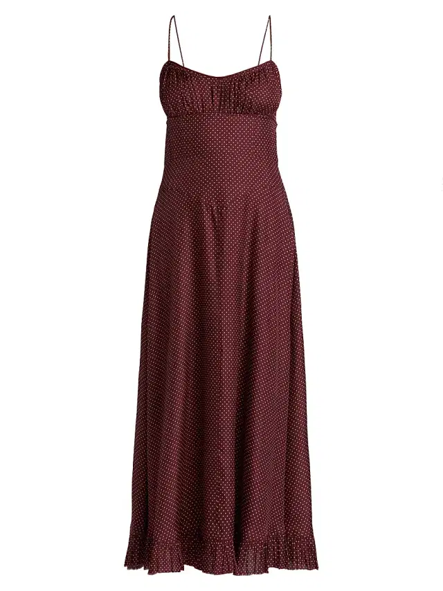 DÔEN Women's Rosaria Polka Dot Midi-Dress - Burgandy Colette Dot