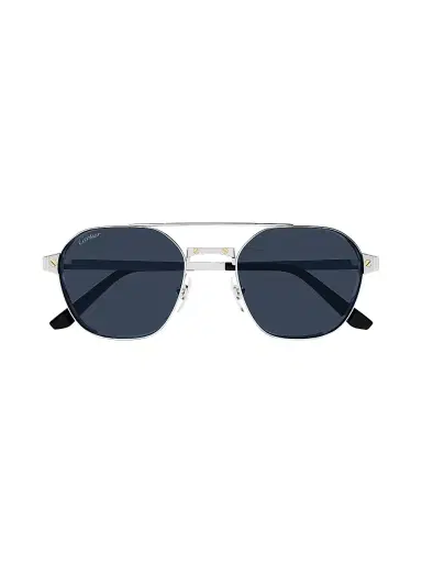 Cartier Men's Santos Classic 52MM Aviator Sunglasses - Silver Black | Thumbnail 2