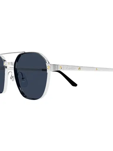 Cartier Men's Santos Classic 52MM Aviator Sunglasses - Silver Black | Thumbnail 3