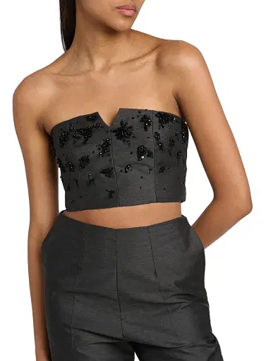 Alberta Ferretti Women's Virgin Wool-Silk Sequined Top - Multi Gray | Thumbnail 6 Alberta Ferretti Women's Virgin Wool-Silk Sequined Top - Multi Gray | Thumbnail 6