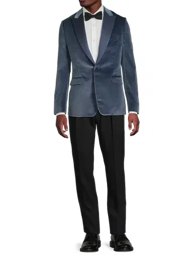 Paul Smith Men's Velvet One-Button Jacket - Greyish Blue - Size 46 | Thumbnail 2