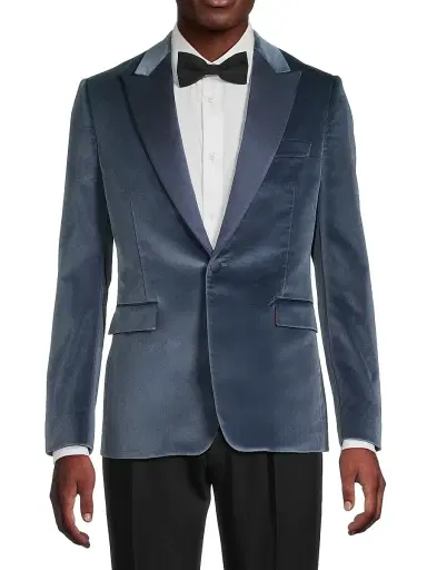 Paul Smith Men's Velvet One-Button Jacket - Greyish Blue - Size 46 | Thumbnail 3