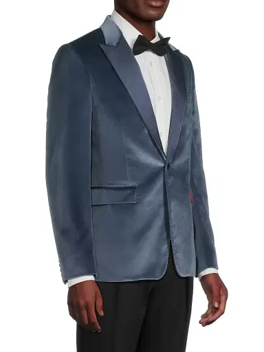 Paul Smith Men's Velvet One-Button Jacket - Greyish Blue - Size 46 | Thumbnail 4