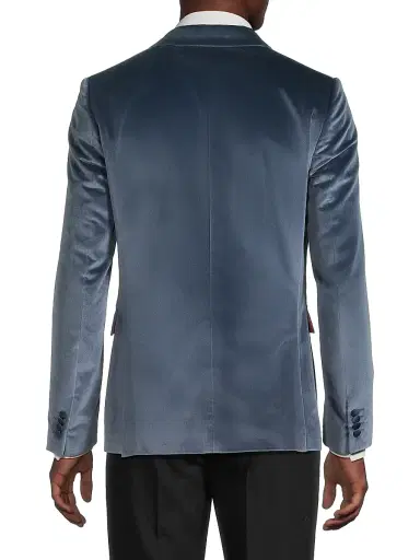 Paul Smith Men's Velvet One-Button Jacket - Greyish Blue - Size 46 | Thumbnail 5