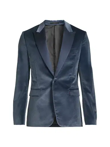 Paul Smith Men's Velvet One-Button Jacket - Greyish Blue - Size 46 | Thumbnail 1