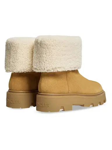 Moncler Women's Aurea Mid Boots in Suede and Shearling - Camel Beige | Thumbnail 3 Moncler Women's Aurea Mid Boots in Suede and Shearling - Camel Beige | Thumbnail 3