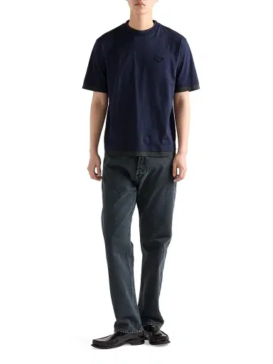 Prada Men's Cotton T-Shirt - Blue | Thumbnail 5