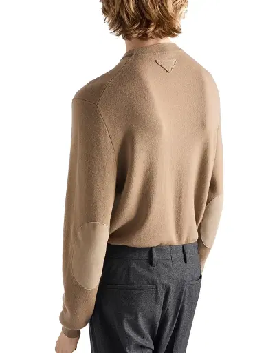 Prada Men's Cashmere Crew-Neck Sweater - Beige Khaki - Size 44 | Thumbnail 3