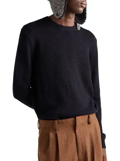 Prada Men's Cashmere Crew-Neck Sweater - Blue | Thumbnail 3