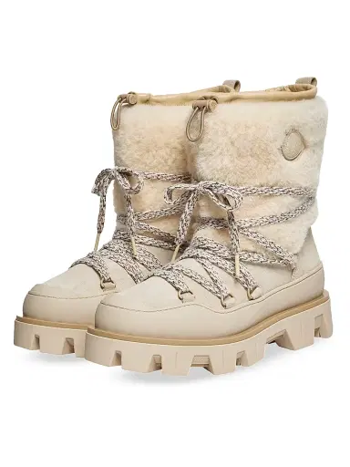 Moncler Women's Peak Après Boots in Suede and Shearling - Light Beige | Thumbnail 2