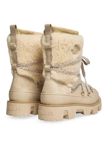 Moncler Women's Peak Après Boots in Suede and Shearling - Light Beige | Thumbnail 3