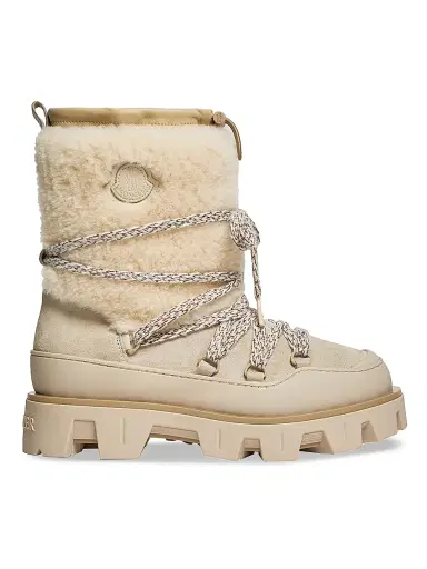 Moncler Women's Peak Après Boots in Suede and Shearling - Light Beige | Thumbnail 1