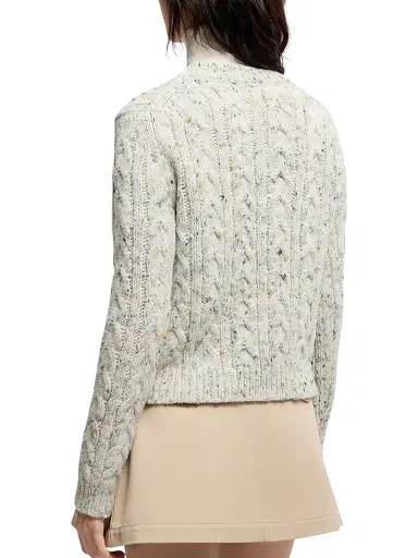 Moncler Women's Crew Neck Sweater in Wool Blend - Ice Gray | Thumbnail 3 Moncler Women's Crew Neck Sweater in Wool Blend - Ice Gray | Thumbnail 3