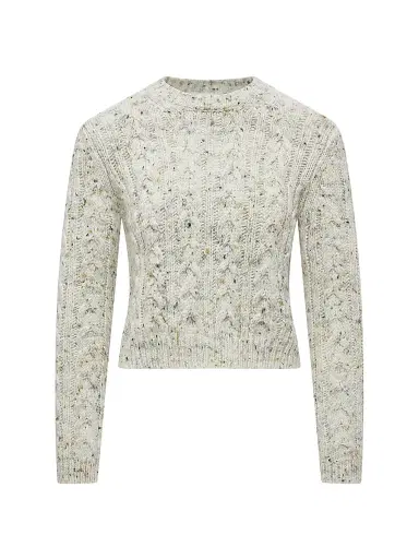 Moncler Women's Crew Neck Sweater in Wool Blend - Ice Gray | Thumbnail 1 Moncler Women's Crew Neck Sweater in Wool Blend - Ice Gray | Thumbnail 1