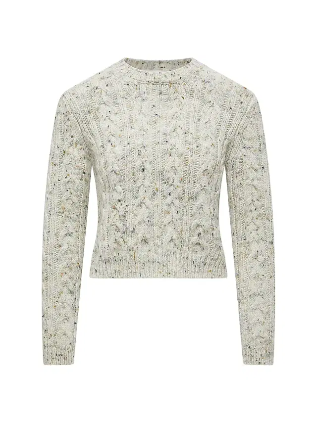 Women's Crew Neck Sweater in Wool Blend - Ice Gray