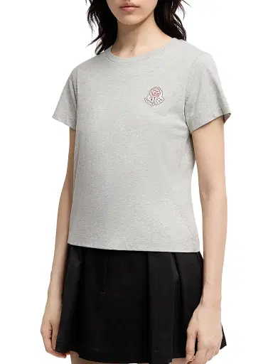 Moncler Women's Crewneck T-Shirt in Cotton - Gray | Thumbnail 2 Moncler Women's Crewneck T-Shirt in Cotton - Gray | Thumbnail 2