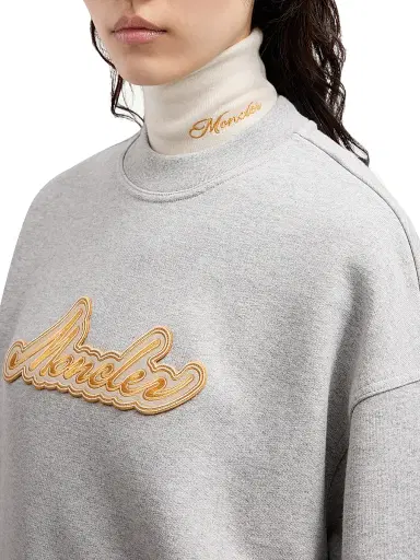 Moncler Women's Sweatshirt in Cotton - Light Gray | Thumbnail 4