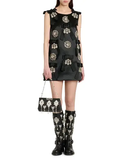 Dolce & Gabbana Women's Marlene Crystal-Embellished Leather Shoulder Bag - Nero | Thumbnail 2 Dolce & Gabbana Women's Marlene Crystal-Embellished Leather Shoulder Bag - Nero | Thumbnail 2